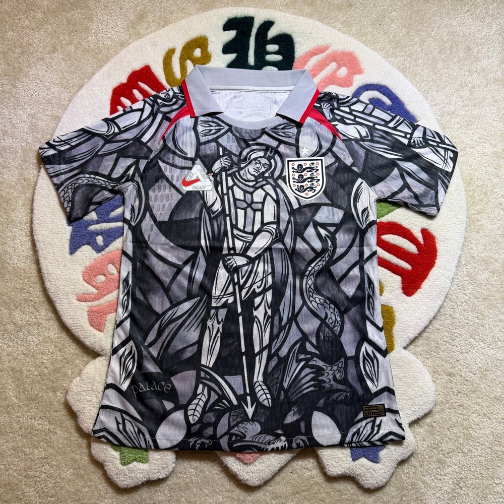 Nike x Palace England Jersey St George Stained Glass Grey Black Mens Medium